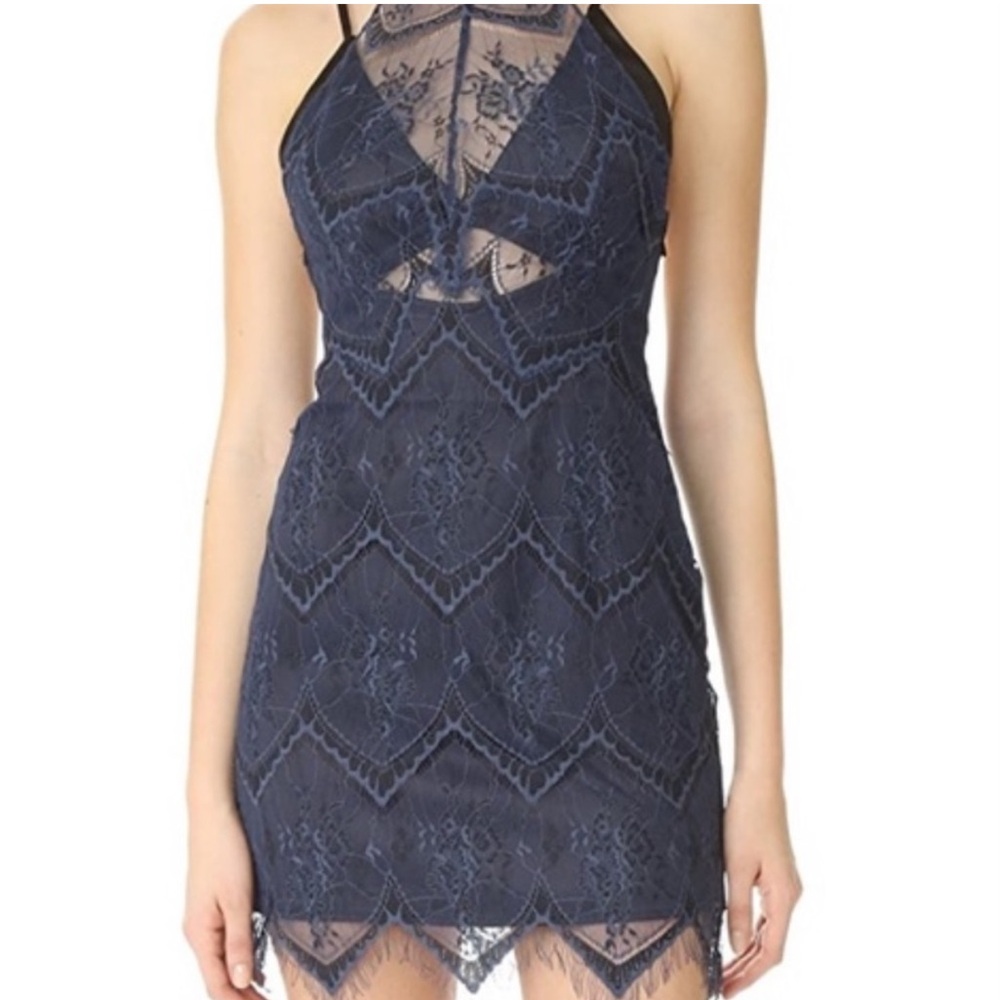 Free people holiday lace Navy Dress BNWT
